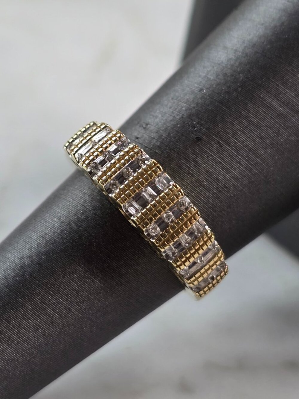 Womens Vintage Estate 10K Yellow Gold Modernist Diamond Ring 2.9g E5192